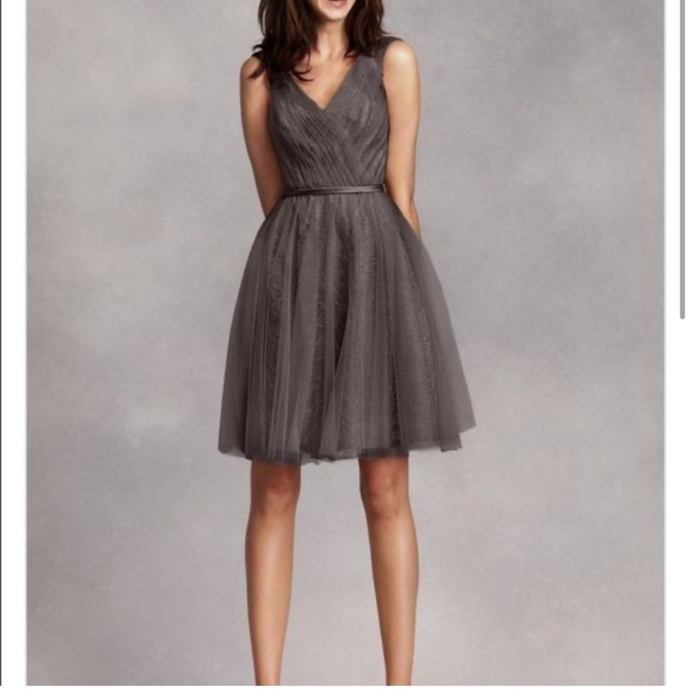 ❌SOLD❌WHITE BY VERA WANG CHIFFON TULLE LACE DRESS SIZE 6 FORMAL GOWN BRIDESMAID - Picture 1 of 8